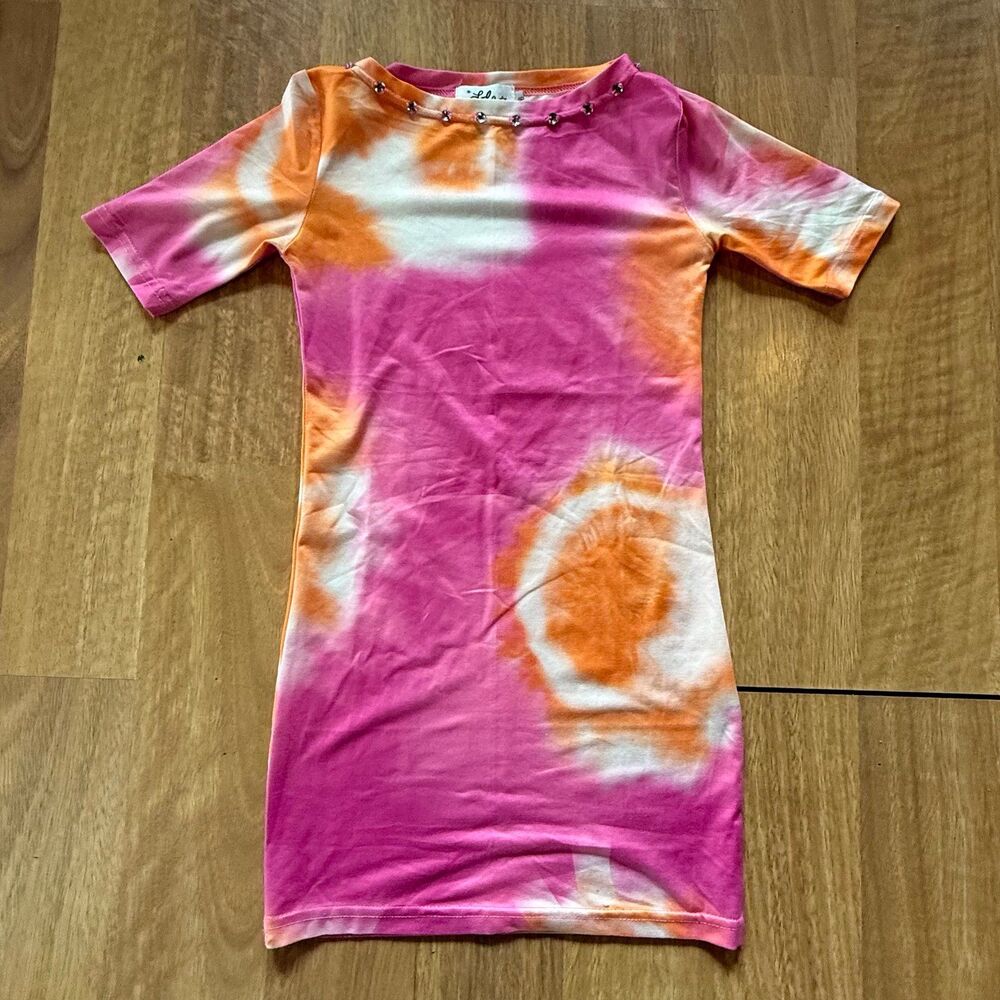 LOLA + The Boys tie dye bedazzled dress